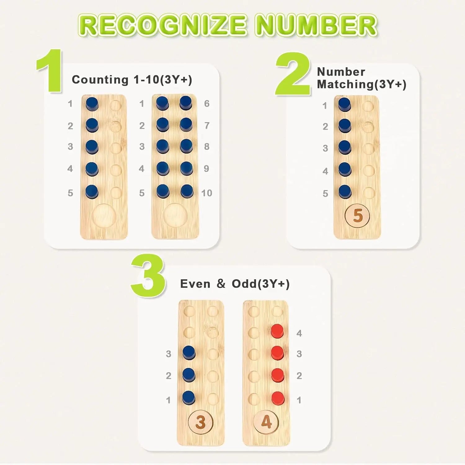 Fidtoy Wooden Math Toy for Toddlers Counting Addition Subtraction Learning Set with Pegs and Numbers