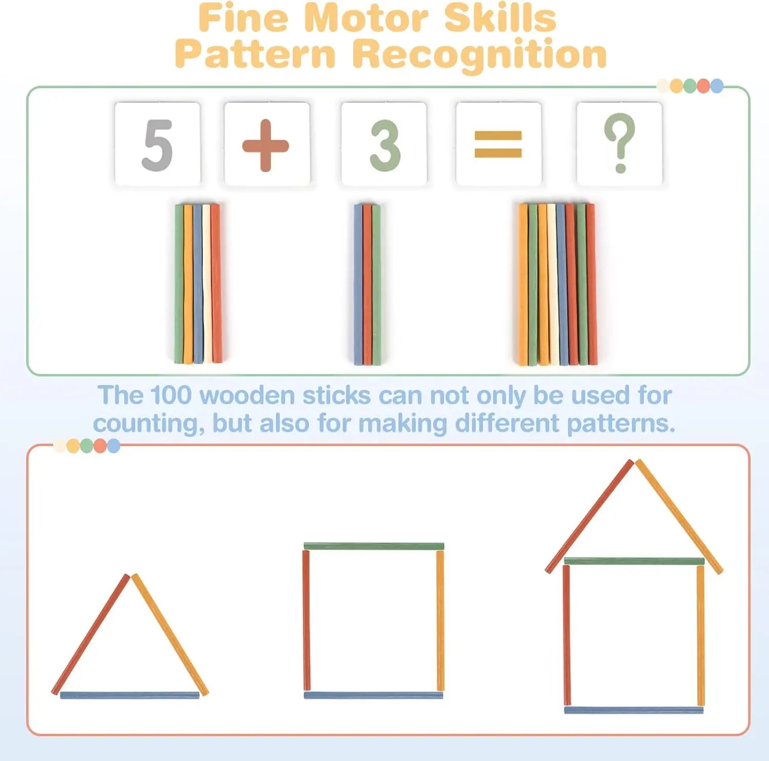 Fidtoy Wooden Math Toy Set for Kids Counting Addition Multiplication Learning Kit