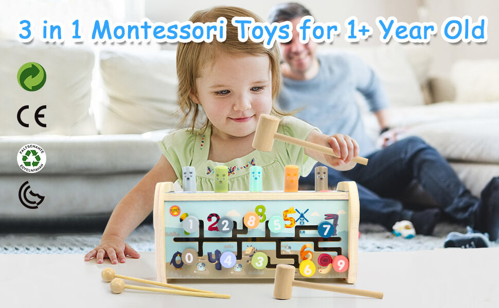 Dream Babies | Juguete educativo de madera Montessori 3 en 1