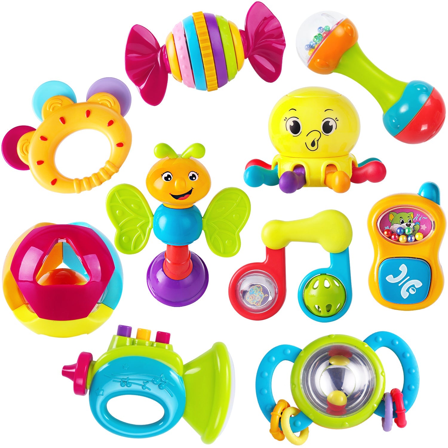 Fidtoy 10 PC Baby Rattle and Teether Set