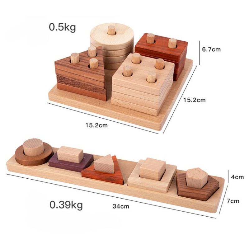 Juego de Juguetes Educativos de Madera Natural Premium