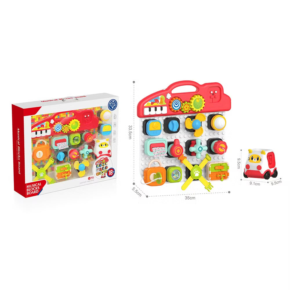Fidtoy Multifunctional Early Education Busy Learning Activity Blocks Board Musical Sensory Toy for Toddlers Age 1+