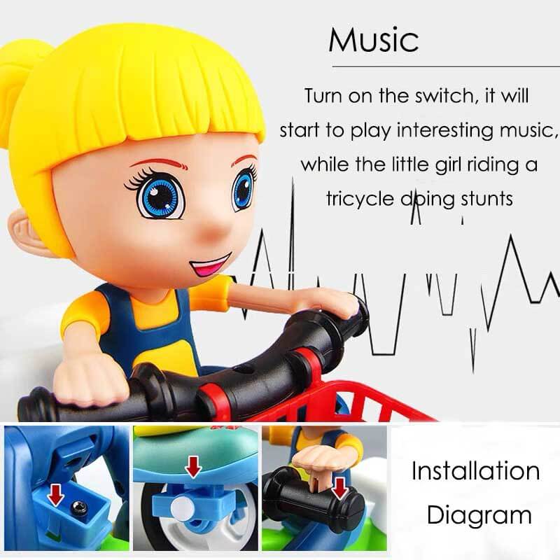 Tricycle cascades électrique Fidtoy avec lumières et musique pour enfants