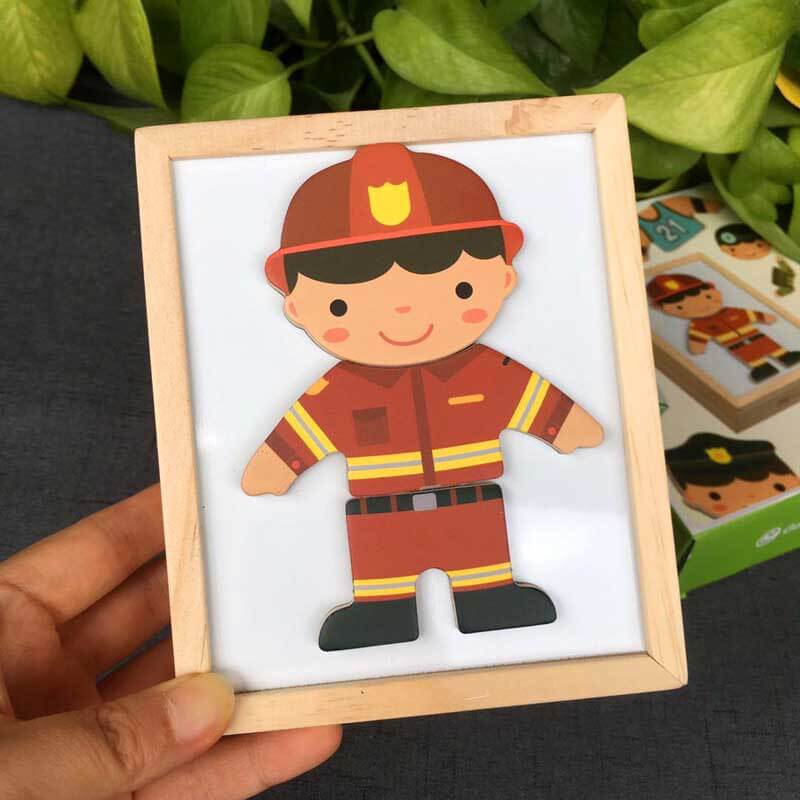 Fidtoy Magnetic Dress Up Puzzle Wooden Role Play Toy for Kids