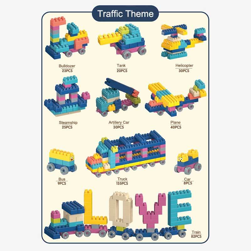 Fidtoy – Ensemble de 600 Blocs de Construction | Jouet de Construction Créatif pour Enfants de 3 à 8 Ans