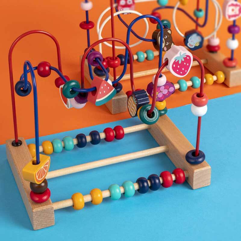 Labyrinthe de perles Fidtoy Hérisson pour tout-petits 1-4 ans – Jouet en bois à enfiler pour la motricité fine et l'apprentissage précoce