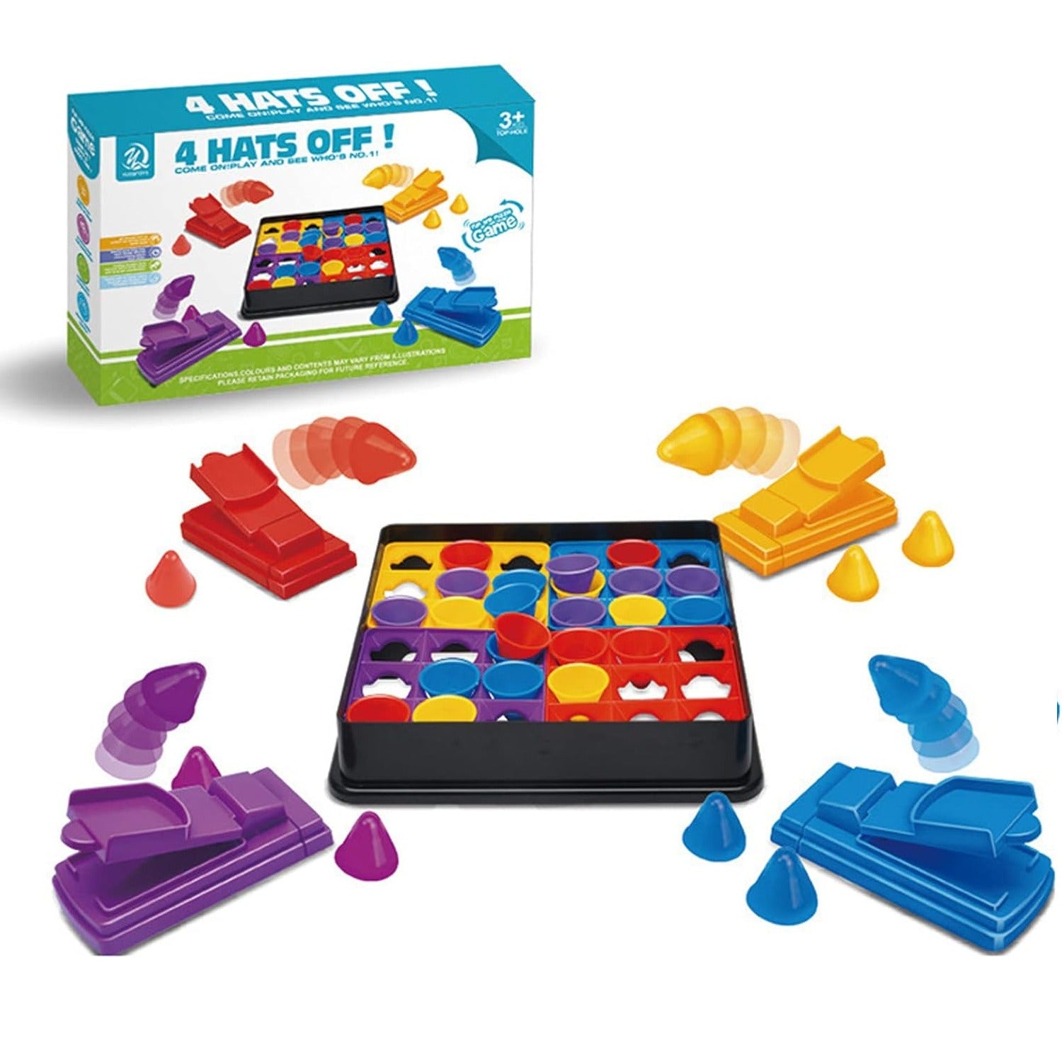 Fidtoy Bouncy Hat Hand Brain Coordination Family Game for Kids – Interactive Tabletop Launcher Game for Hand Eye Coordination, Party Fun & Family Game Night