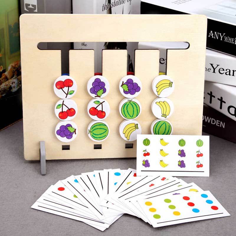 Fidtoy Planche de puzzle en bois double face pour les tout-petits | Jouet éducatif Montessori de logique et d'association de couleurs