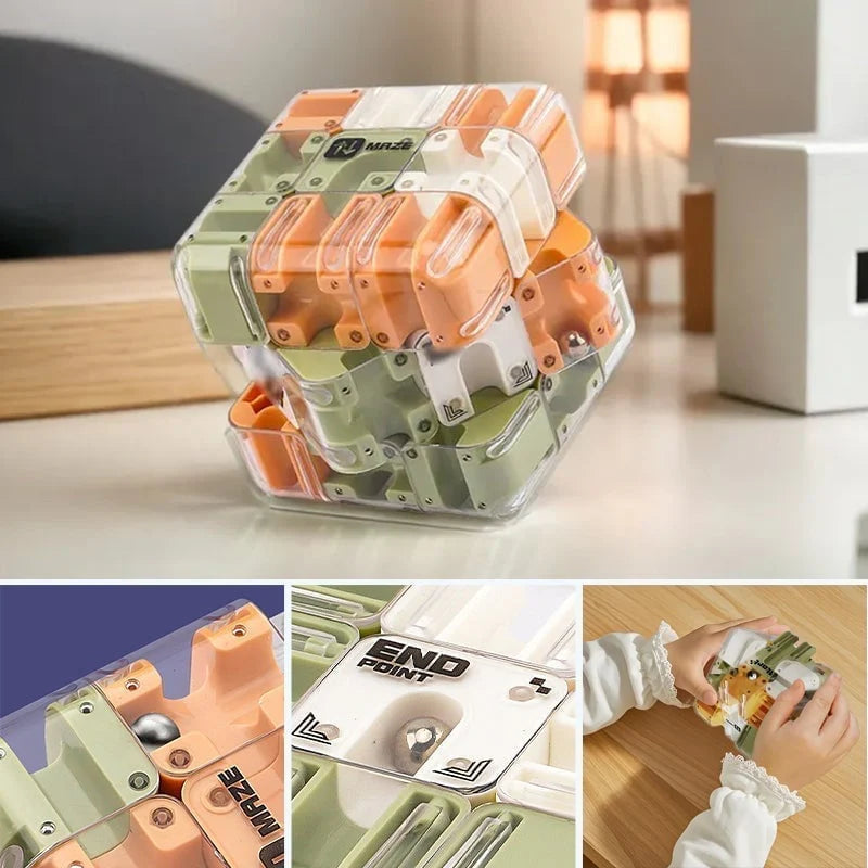 Cubo de rompecabezas laberinto de mármol 3D – Juguete rompecabezas y regalo de Navidad para niños