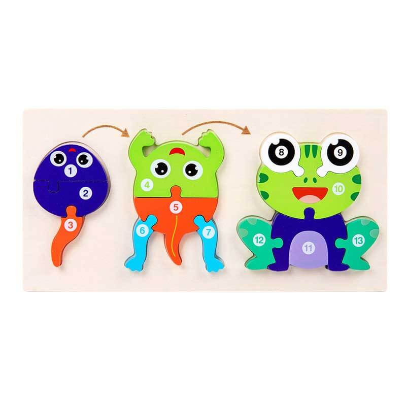 Fidtoy Juego de puzles de animales de madera – Juguete de aprendizaje para niños pequeños con formas de animales