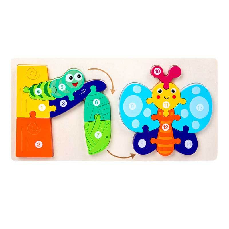 Fidtoy Juego de puzles de animales de madera – Juguete de aprendizaje para niños pequeños con formas de animales
