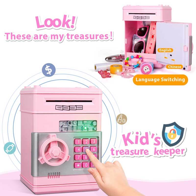 Fidtoy Cute Piggy Bank for Girls | Educational Mini ATM Toy for Kids to Learn Saving at Home