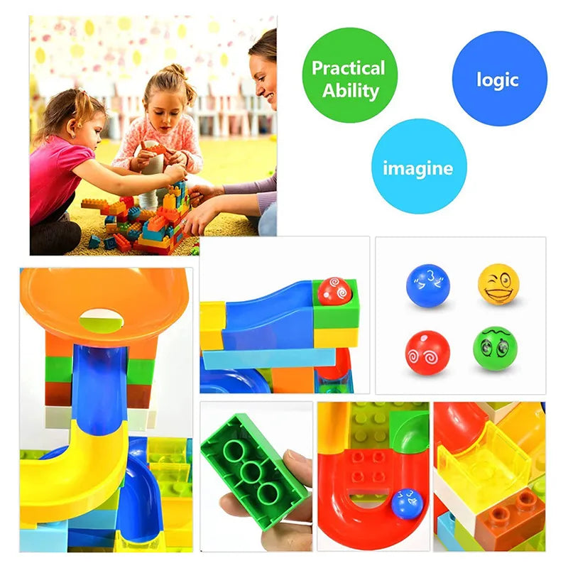 Fidtoy Slideway Building Blocks 206 PCS – Marble Run Construction Toy for Kids 6+