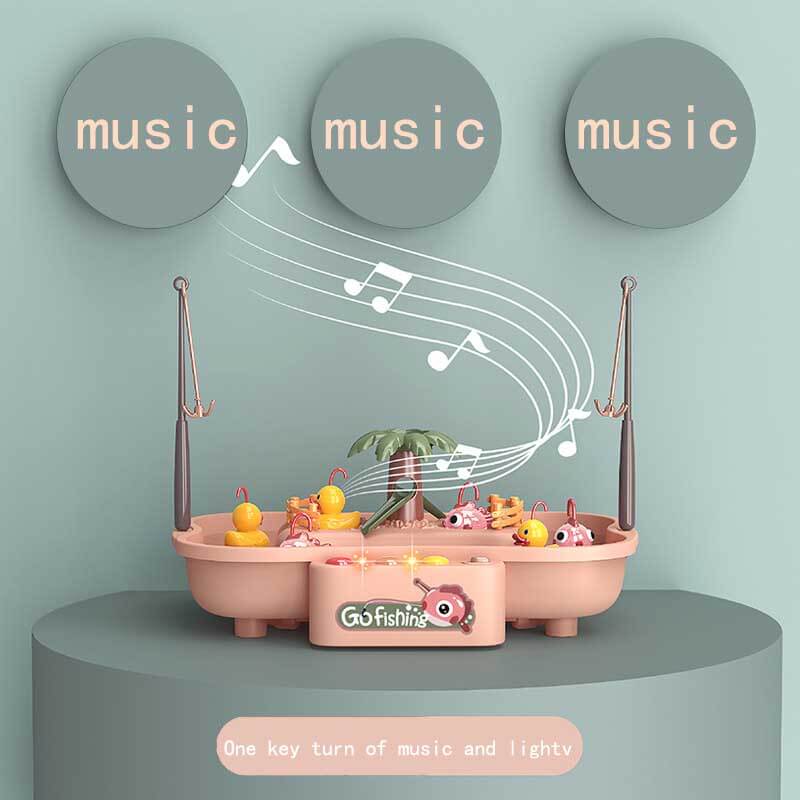Juego de pesca electrónico Fidtoy para niños pequeños | Juguete acuático de baño y piscina con patos y música