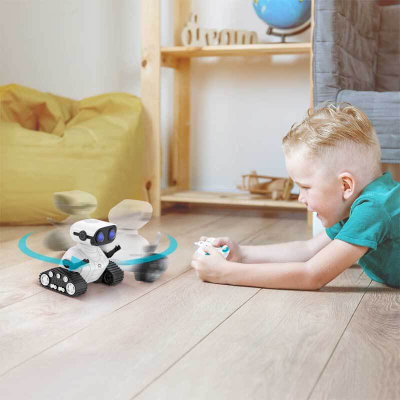 Fidtoy Robot Télécommandé pour Enfants avec Yeux LED Musique Voix Robot Dansant Interactif Jouet Éducatif Rechargeable