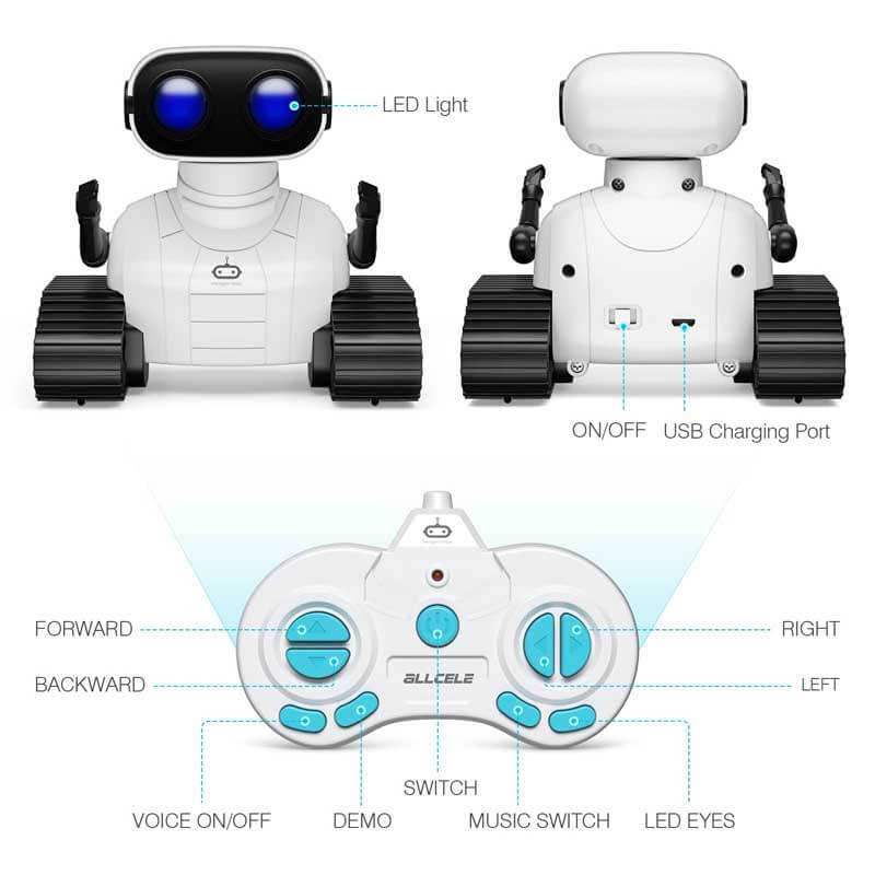 Fidtoy Robot Télécommandé pour Enfants avec Yeux LED Musique Voix Robot Dansant Interactif Jouet Éducatif Rechargeable