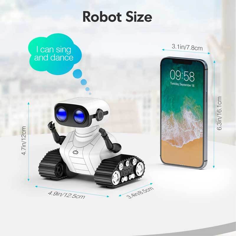 Fidtoy Robot Télécommandé pour Enfants avec Yeux LED Musique Voix Robot Dansant Interactif Jouet Éducatif Rechargeable