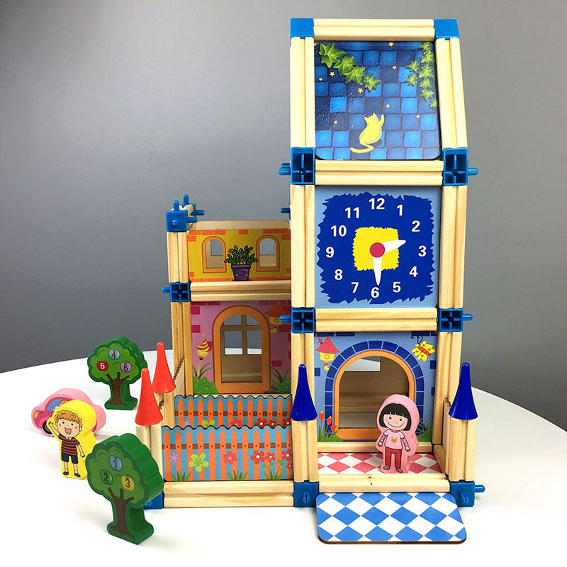 Juego de construcción de casa de madera 3D Fidtoy para juego creativo de niños