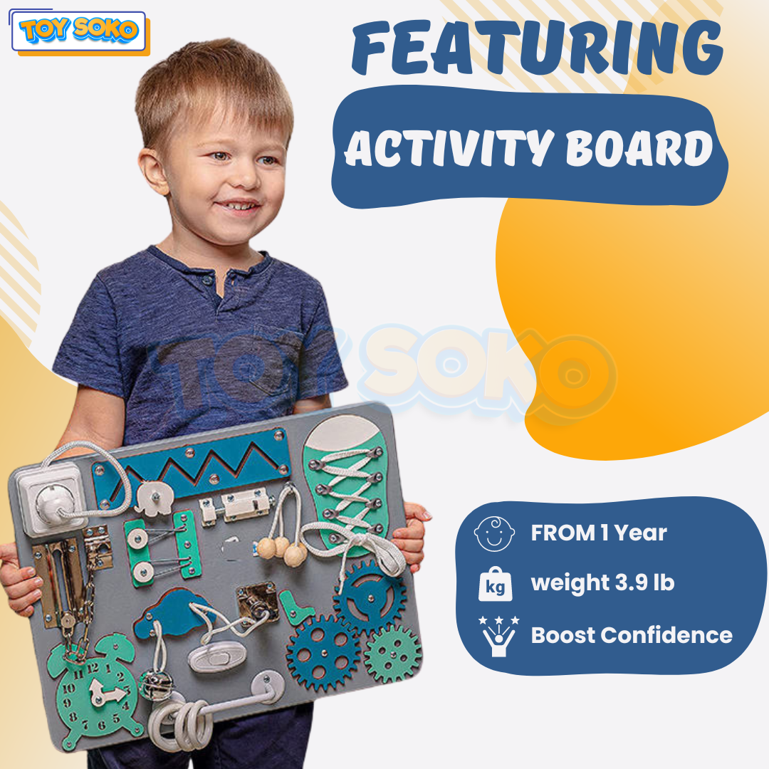 Fidtoy 14-in-1 Sensory Busy Board Wooden Learning Toy