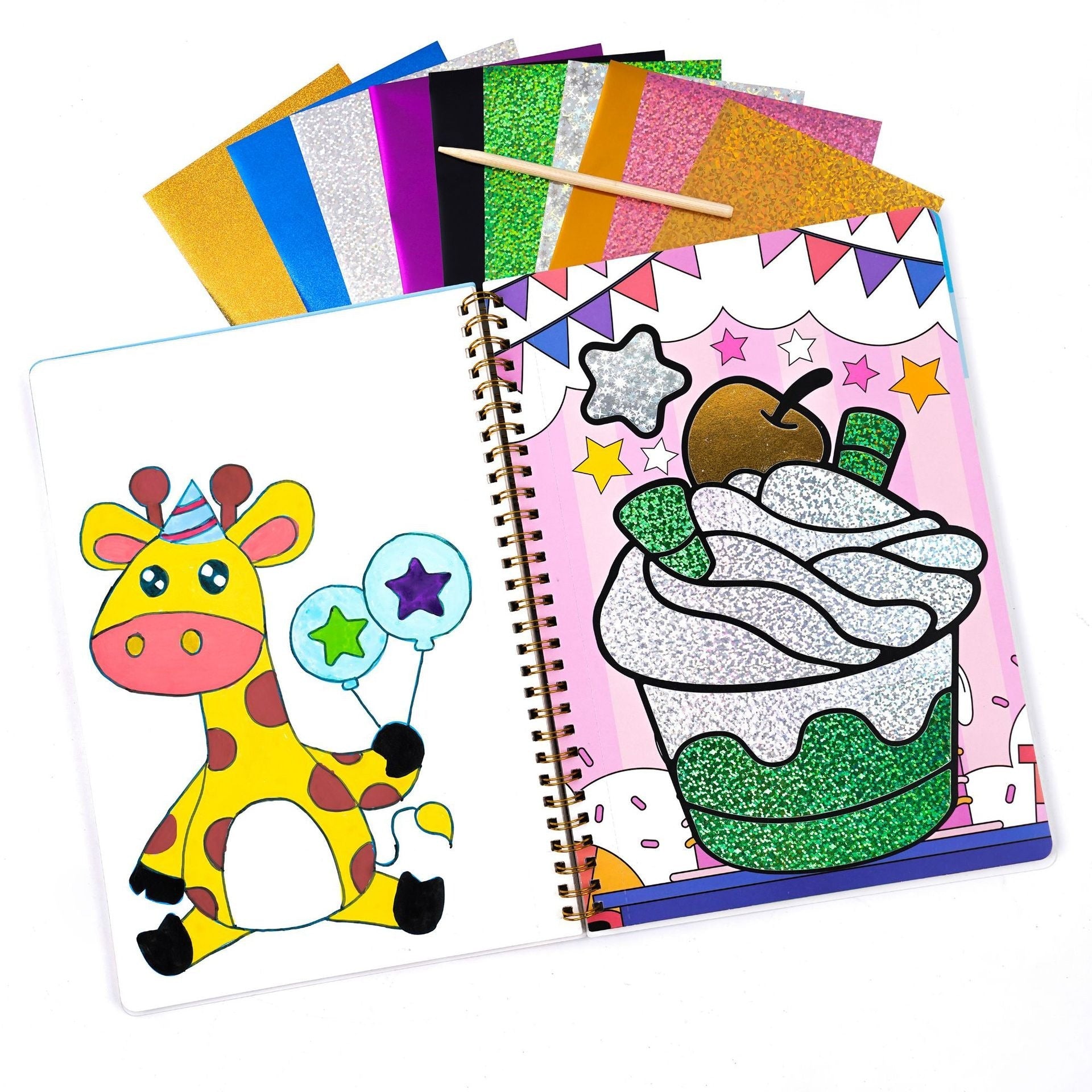 Kit de manualidades de papel de aluminio | Juego creativo con temática de cumpleaños brillante para niños