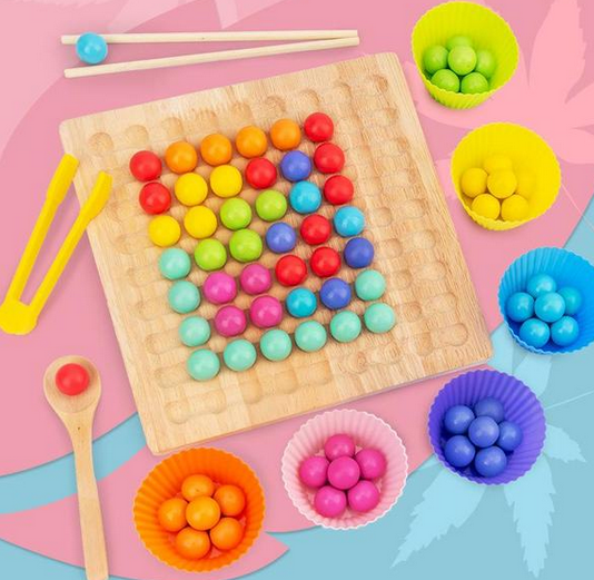 Juego de cuentas con tablero de madera