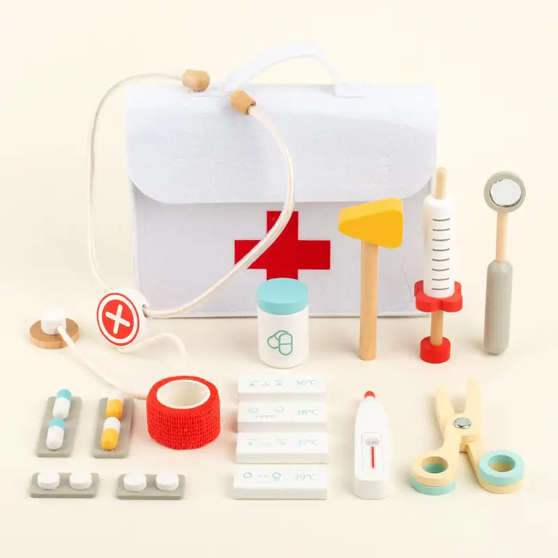 Montessori Wooden Doctor Kit for Toddlers – Pretend Play Medical Toy Set