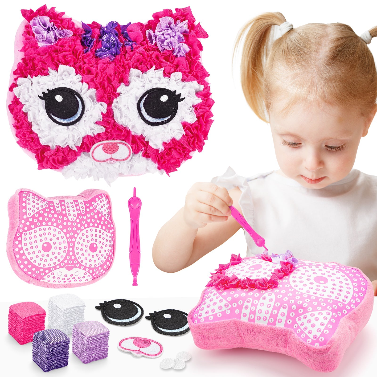 Oreillers de décompression animaux DIY et jouets en peluche pour enfants Jouets sûrs en tissu de coton PP Couleurs vives Aucune couture nécessaire Jouet artisanal pour enfants