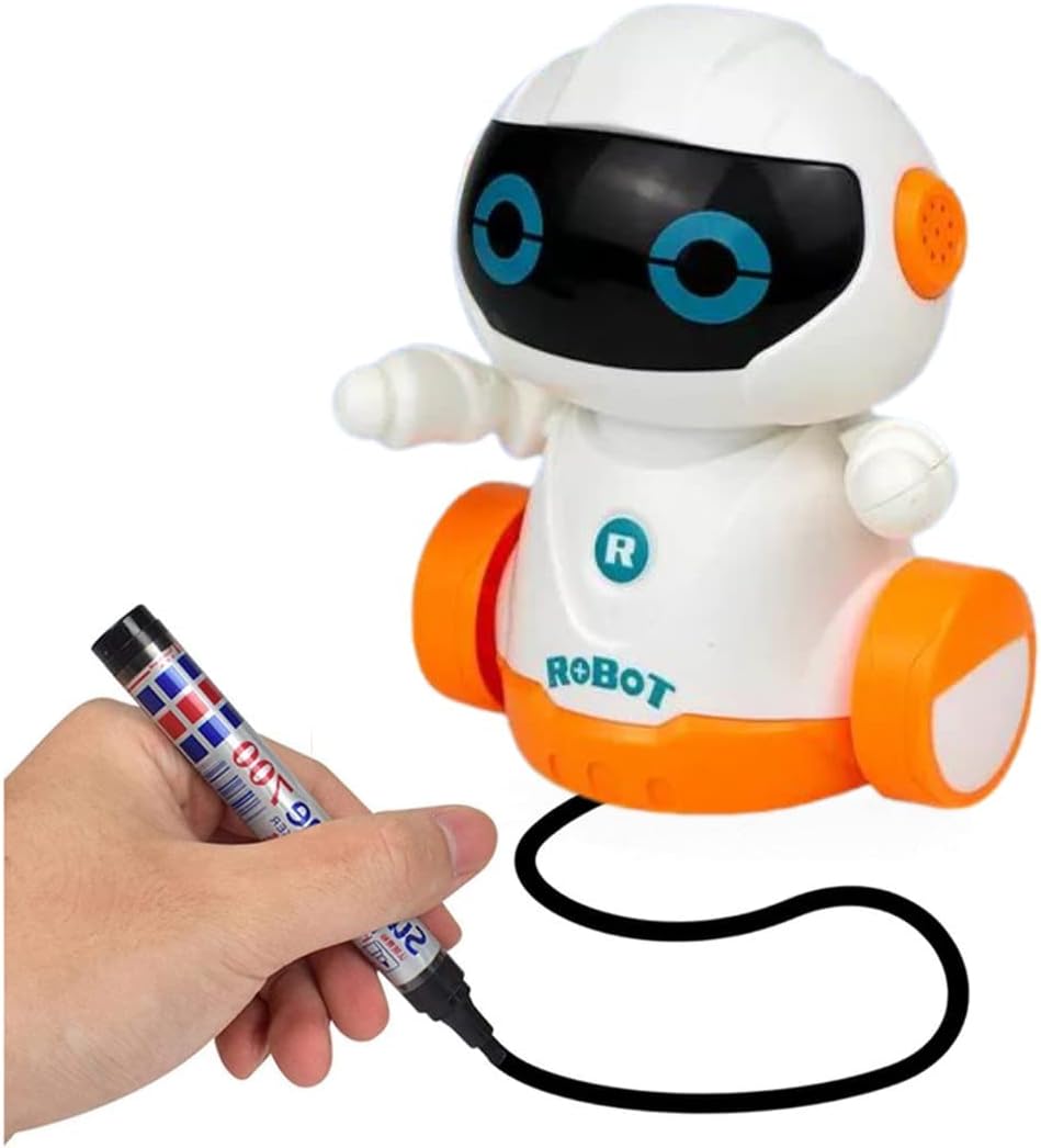 Fidtoy Smart Line Following Robot Play Set for Kids Ages 3+, Plastic Optical Sensor Robot Car with Pen, STEM Route Drawing Science Toy for Coding-Style Thinking and Engineering Play