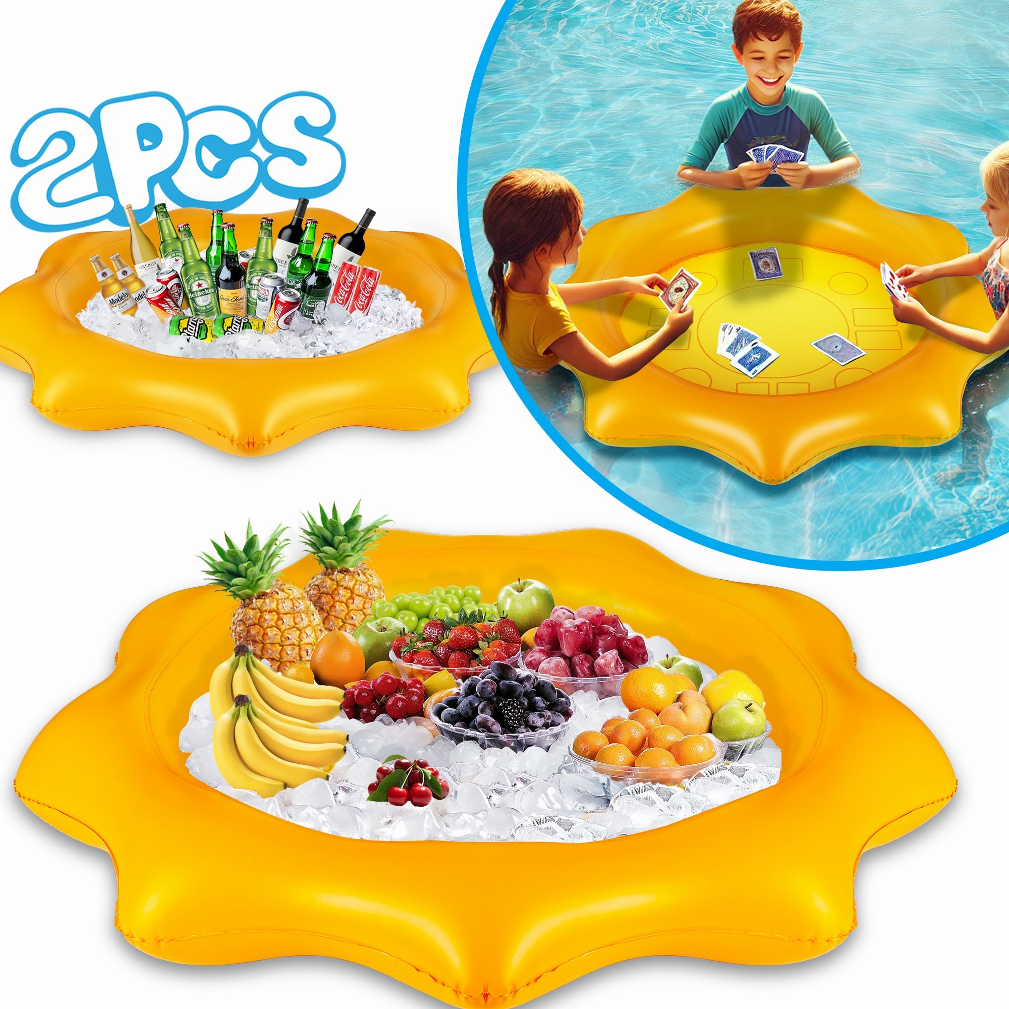 Fidtoy 2-Pack Inflatable Sunflower Serving Bar Cooler Set