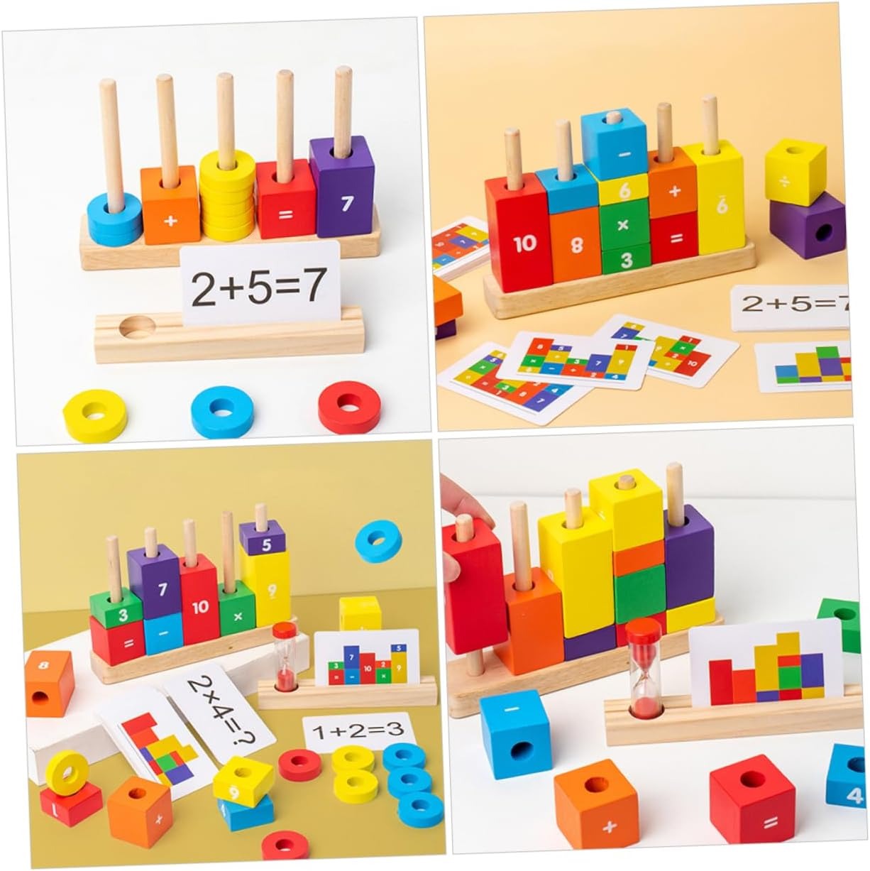 Fidtoy Wooden Math Learning Number Stacking Blocks Montessori Counting and Arithmetic Toy for Kids Ages 3+