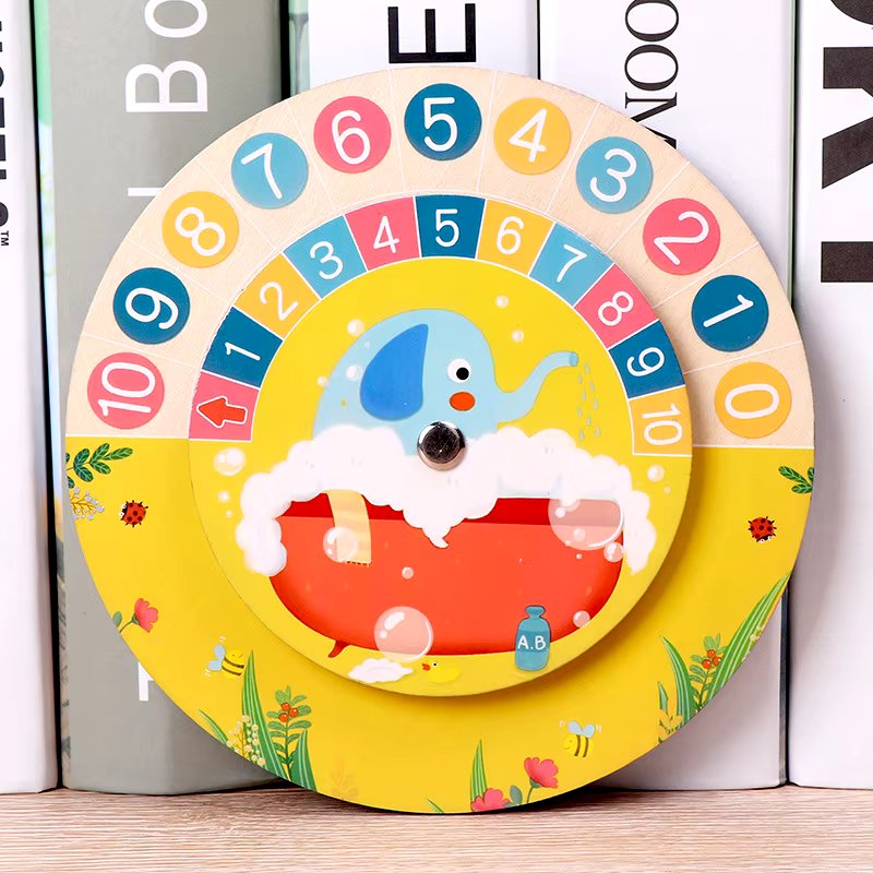 Fidtoy Horloge éducative Montessori double face en bois pour l'apprentissage de l'heure et des mathématiques pour enfants à partir de 3 ans