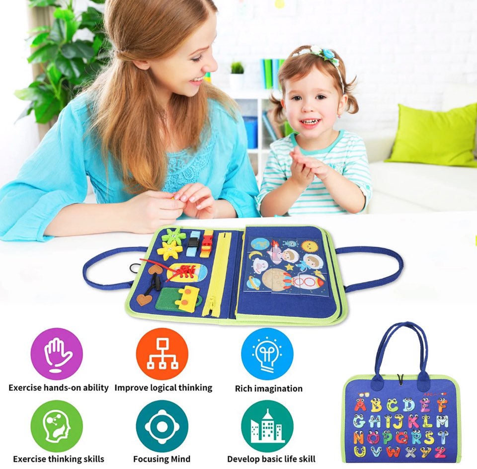 Fidtoy 8-in-1 Activity Board – Handbag Shaped Learning Toy for Toddlers 2+