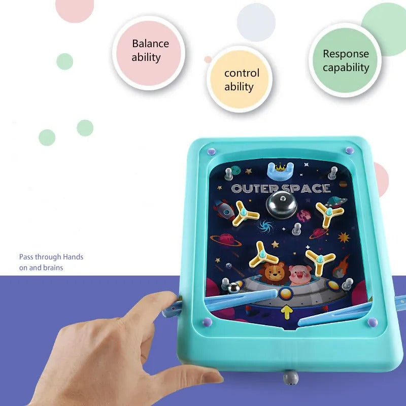 Fidtoy Interactive Hand Pinball Fun Game for Kids Blue Tabletop Arcade Toy for Family Play