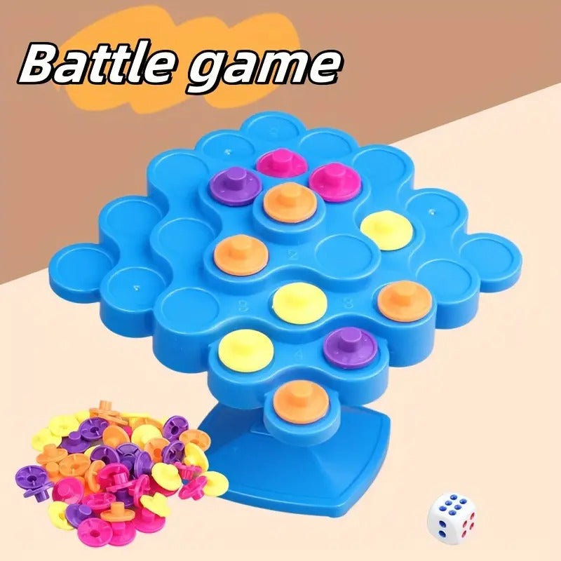 Fidtoy Topple Balance Family Game for Kids & Families | Plastic Stacking Strategy Board Game, 48 Game Pieces, Dice, Tilting Tower, Spatial Reasoning & STEM-Style Balance Game Age 6+
