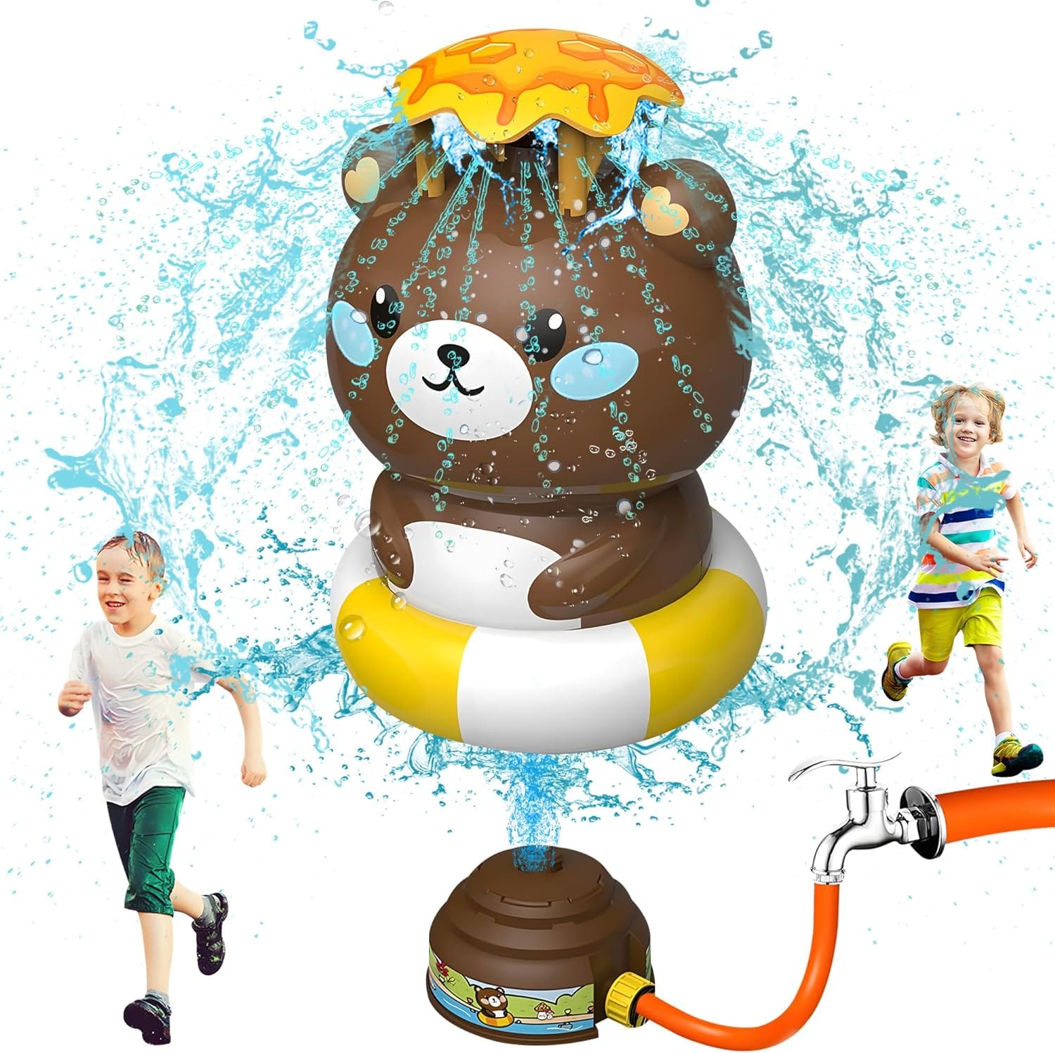Fidtoy Outdoor Water Rotating Rocket Sprinkler Fountain Set Plastic Backyard Rocket Water Sprinkler Toy for Kids Ages 2-6