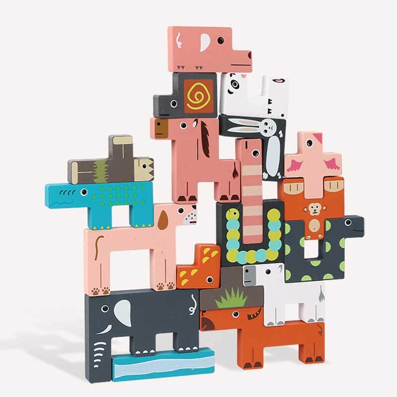 Fidtoy Wooden Animal Balance Stacking Toy Montessori Blocks