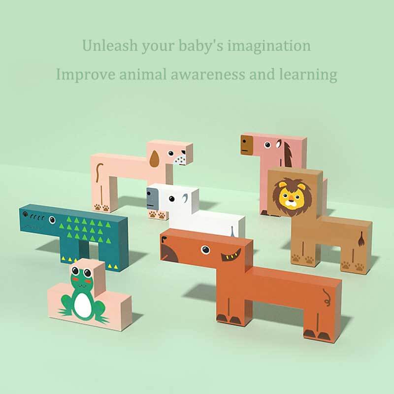 Fidtoy Wooden Animal Balance Stacking Toy Montessori Blocks