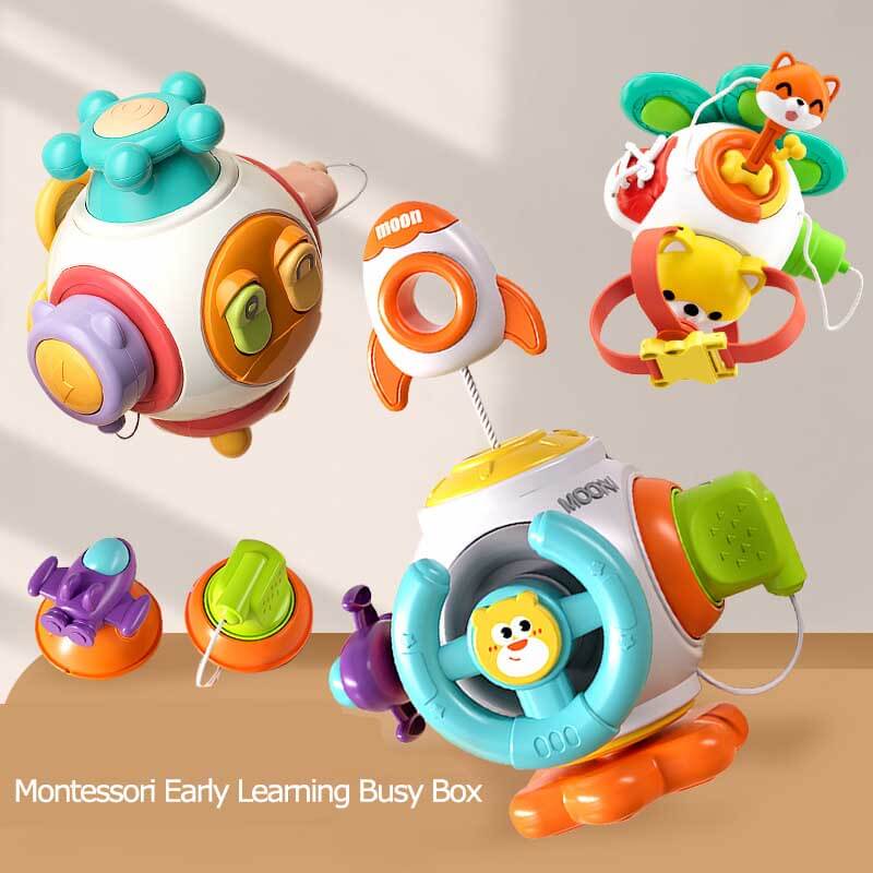 Fidtoy Montessori Busy Cube pour les tout-petits de 1 à 3 ans – Jouet sensoriel interactif pour le temps calme, les voyages et l'apprentissage précoce
