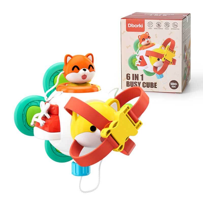 Fidtoy Montessori Busy Cube pour les tout-petits de 1 à 3 ans – Jouet sensoriel interactif pour le temps calme, les voyages et l'apprentissage précoce