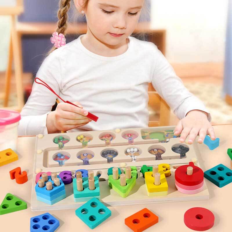 Fidtoy Montessori Magnetic Color Number Maze Toy for Toddlers Fine Motor Skills Learning Board Counting Sorting Educational Toy Travel Quiet Activity