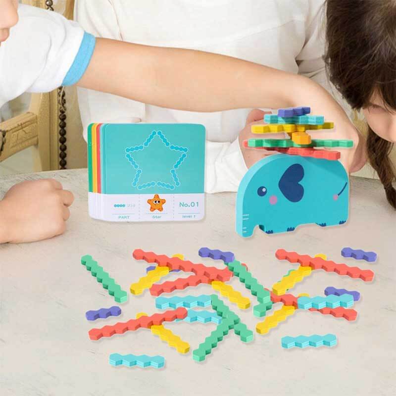 Fidtoy Elephant Balance Stacking Game for Kids 3-6 – Wooden Educational & Montessori Toy for Fine Motor Skills and Cognitive Development