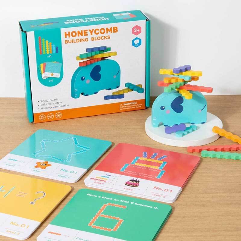 Fidtoy Elephant Balance Stacking Game for Kids 3-6 – Wooden Educational & Montessori Toy for Fine Motor Skills and Cognitive Development