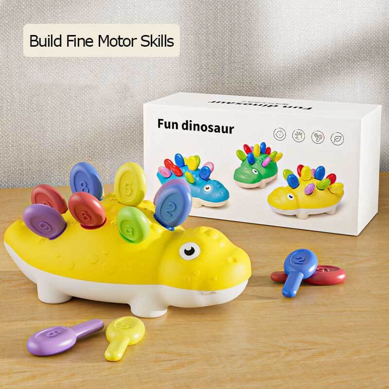 Fidtoy Jouet à chevilles dinosaure Montessori pour tout-petits – Jouet éducatif pour la motricité fine et l'apprentissage précoce