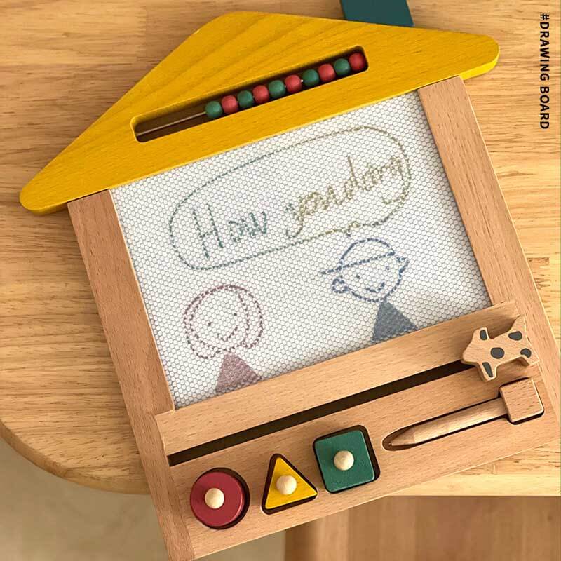 Fidtoy Tableau de Dessin Magnétique en Bois pour Enfants 3 ans et plus Jouet de Gribouillage Réutilisable