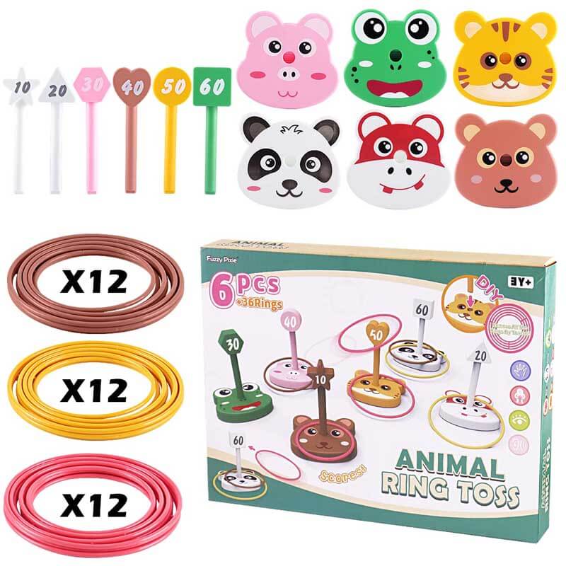 Fidtoy 42PCS Ring Toss Bean Bag Game for Kids 3+ | Hand-Eye Coordination & Counting Learning Toy