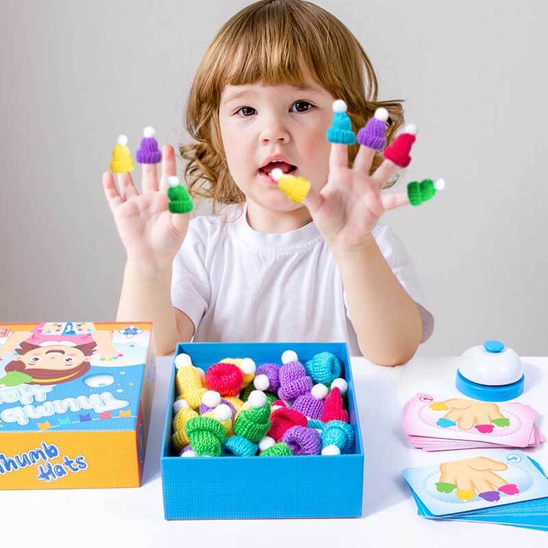 Fidtoy Thumbhat Game for Kids 3+ – Interactive Finger Cap Color Matching Game for Hand-Eye Coordination