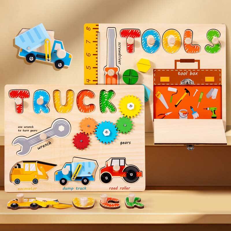 Fidtoy Truck Puzzle Toy for Kids | Wooden Educational Puzzle