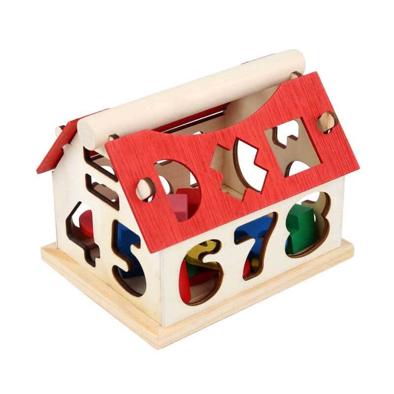 Fidtoy Wooden Number House Toy for Kids | Montessori Counting and Shape Learning