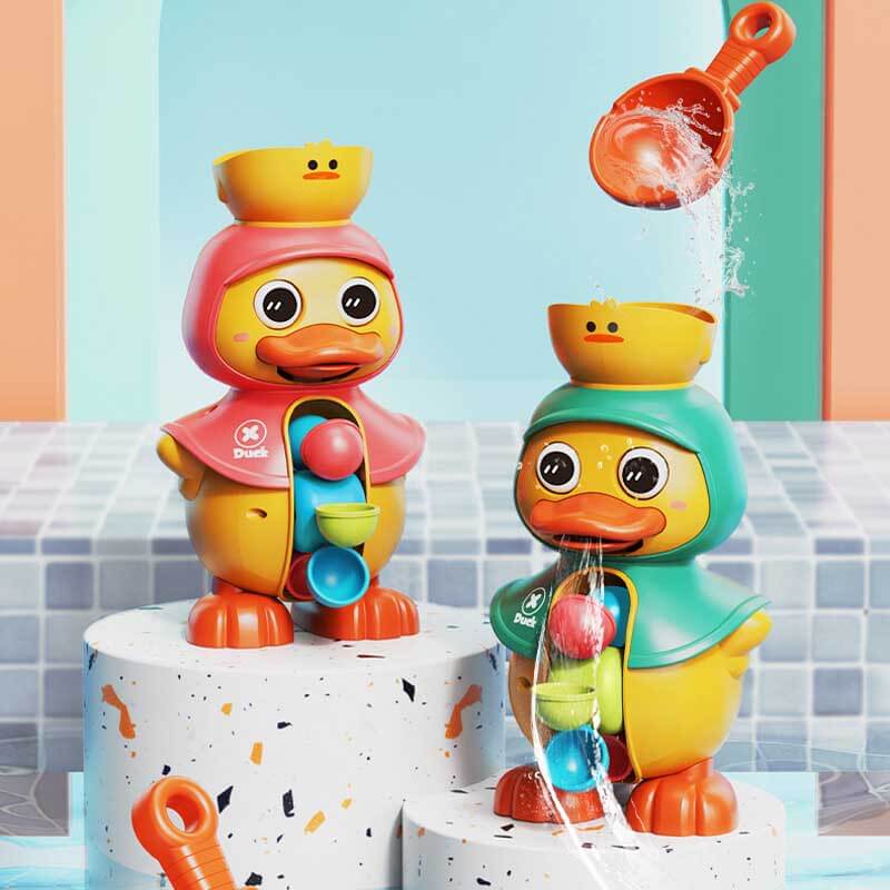 Fidtoy Jouet de bain canard pour tout-petits – Jeu d'eau interactif avec roue à aubes tournante