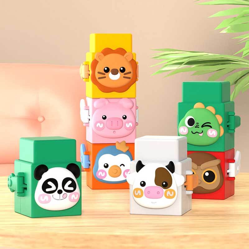 Fidtoy Jouet à empiler animaux pour tout-petits, jouet d'apprentissage interactif pour enfants de 1, 2, 3 ans, motricité fine, développement précoce, reconnaissance des couleurs
